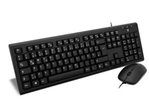 V7 Set aus Kabelgebundener USB-Tastatur und Maus mit PS2-Adapter – DE